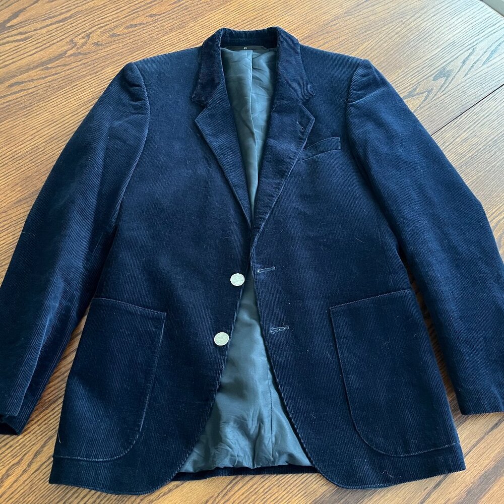 Men's Canda Navy Blue Corduroy Blazer with Bronze buttons - smaller size